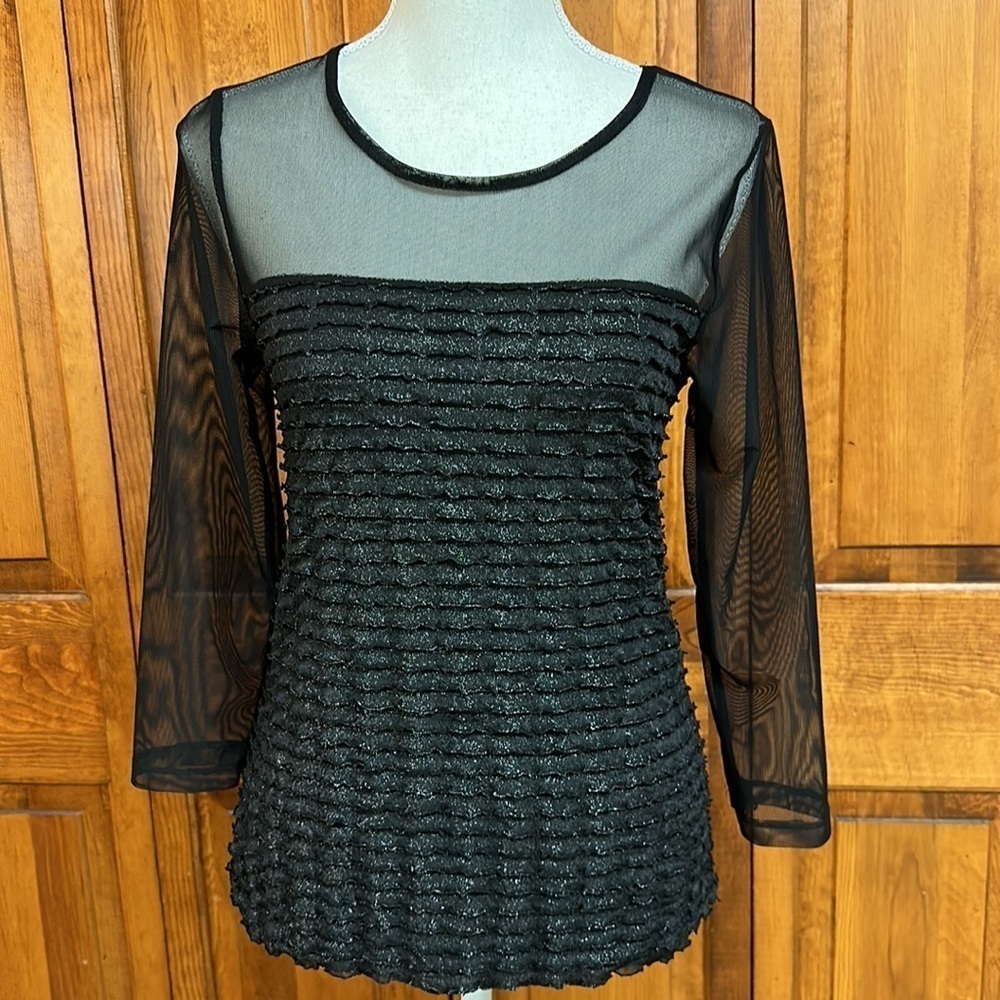 MY Collection Black/Silver Metallic Layered Ruffles
